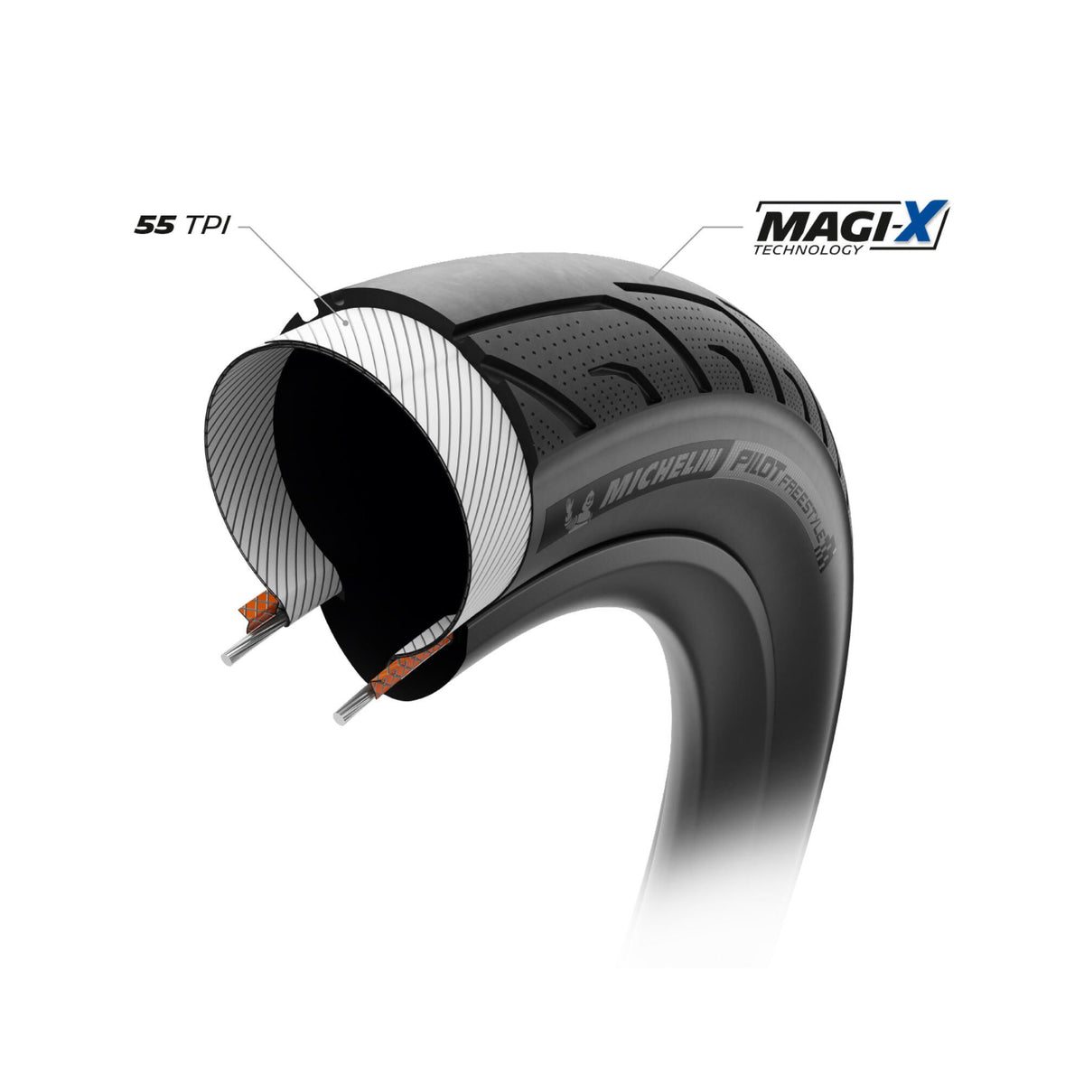 Cubierta Michelin Pilot Freestyle Racing Line Bmx Rígida Negro