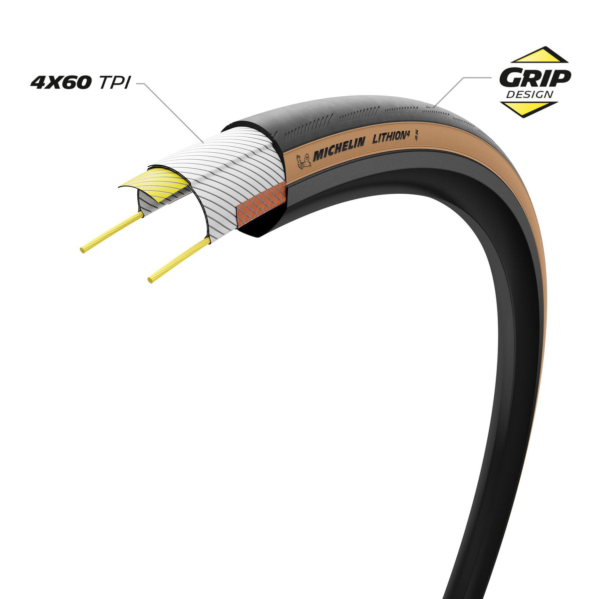 Cubierta Michelin Lithion4 Performance Line Plegable Negro/Marrón